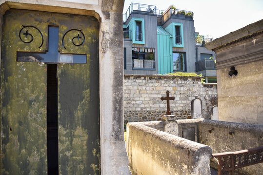 Residential Houses Next to Montmartre Cemetery in Paris, France