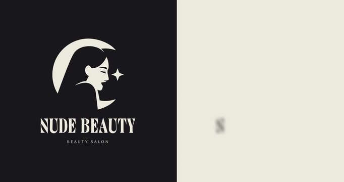 Set of logos for beauty salon. Elegant branding templates with female silhouettes and flowing hair. Luxury design elements for cosmetology studio. Motion graphics. Flat animated cartoon