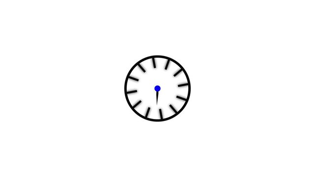 Wall clock isolated on a white background showing time with a round black dial and clear numbers