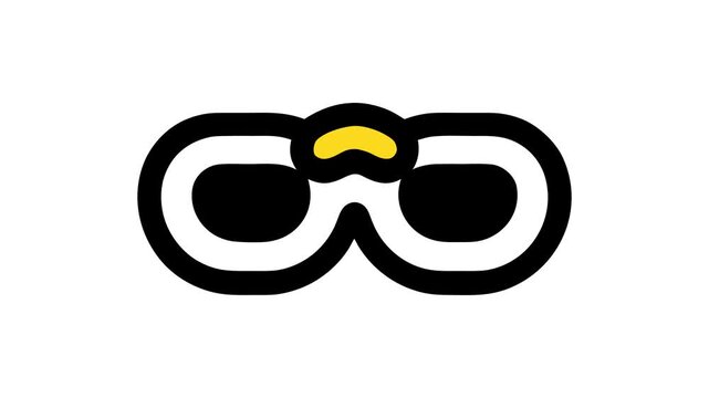 Minimalist mask icon line art animation on white background. Privacy, sleep and superhero concept.