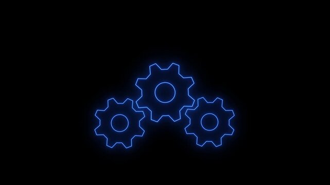 Blue abstract business concept illustration with circles, gears, cogs and brain symbol on a light wallpaper background