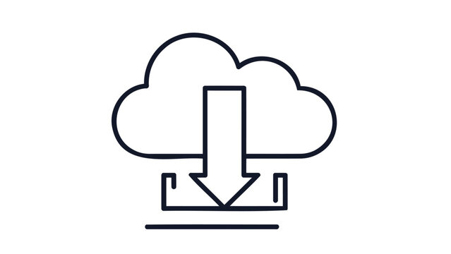 Modern digital cloud storage and data download icon representing file transfer and online accessibility for various technology concepts