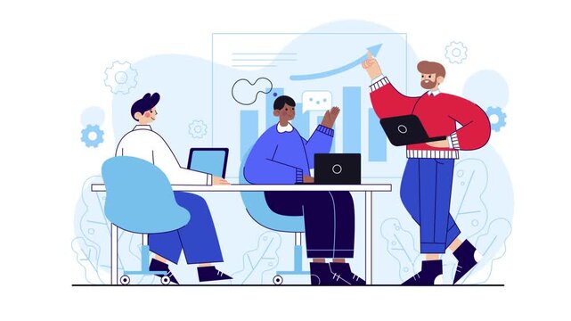 Motion Graphic of Organic flat people on business training illustration