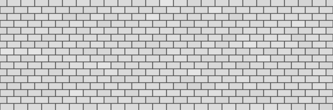 Brick wall seamless pattern, grey ceramic stone tile, black and white brickwall vector illustration