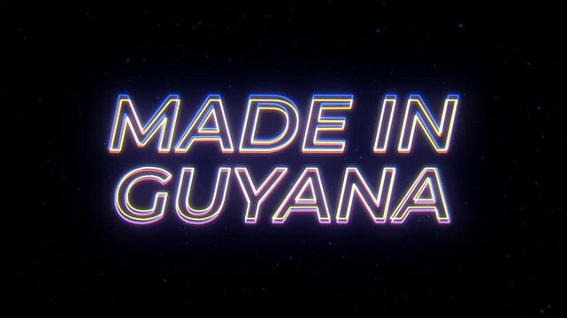 Made in Guyana Neon Sign Text with Classic Retro Theme