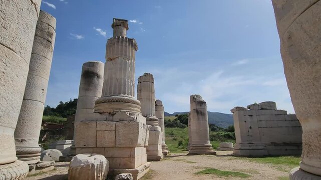 Inside Sardis Artemis Temple Ionic Columns, Turkey