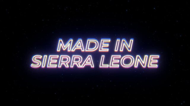  Made in Sierra Leone Neon Sign Text with Classic Retro Theme