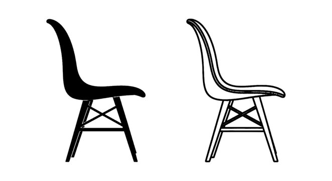 Vector illustration of set of two eames style side chairs on a transparent background
