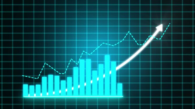 Business graph growth concept in allusive graph chart showing marketing sales profit increasing to future target. Excellent financial status of corporate business going up.