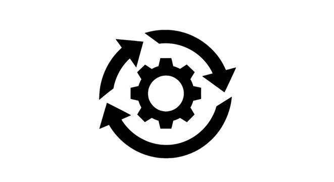 Vector illustration of gear with circular arrows icon on a transparent background