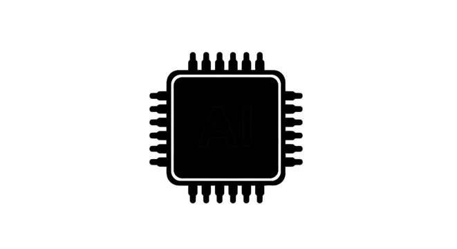 Vector illustration of artificial intelligence microchip icon on a transparent background
