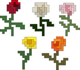 Fototapeta premium a set of 5 roses with different colors