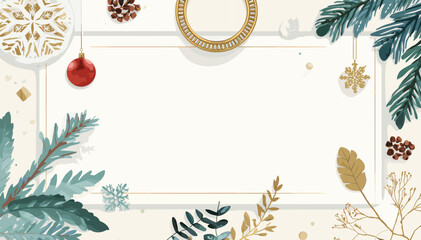 Elegant Christmas and New Year's greeting card with festive winter elements and a blank space for text. © tyui