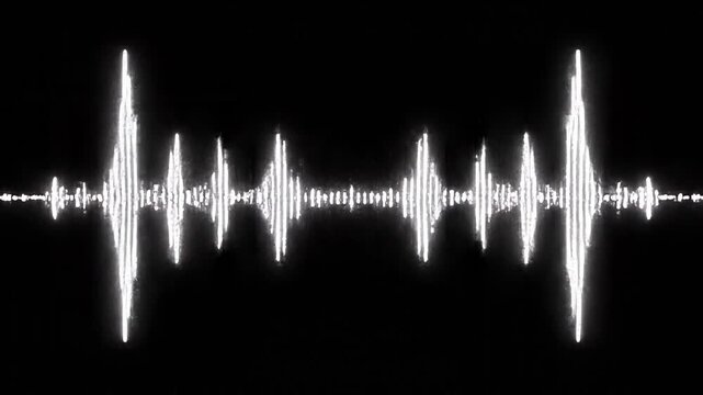 Dynamic white sound wave visualization on a black background