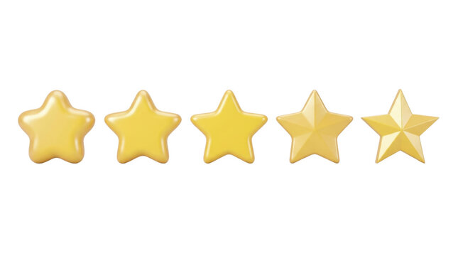 Five Golden Stars in a Row &ndash; Rating Icons for Reviews and Feedback