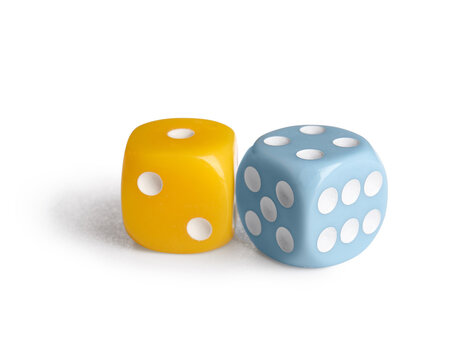 Different game dices on white background