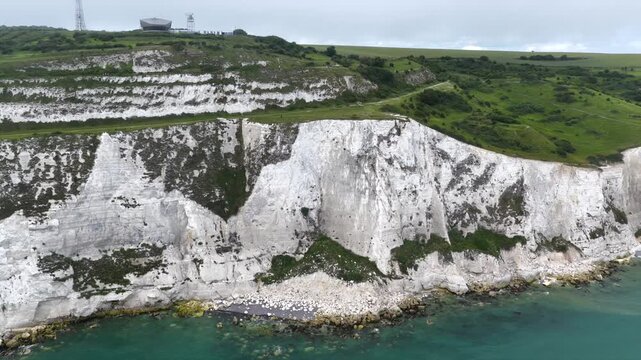 White Cliffs of Dover Coastal View Aerial 4K