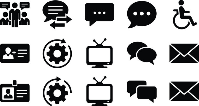 Set of icons for communication, accessibility and office related design.