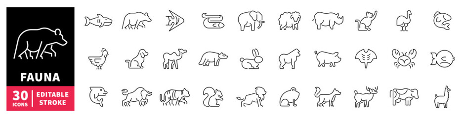Obraz premium Collection of diverse animal icons representing fauna and wildlife