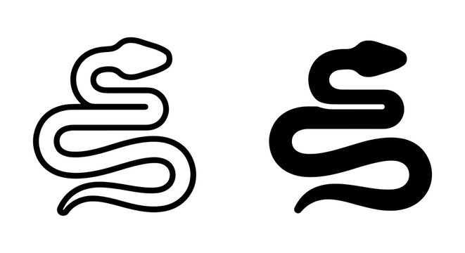 Minimalist snake icon, elegant coiled serpent symbol, black vector illustration, modern reptile design element