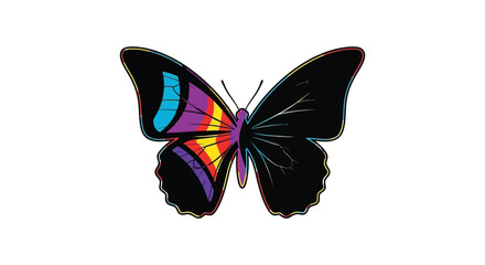 Colorful Butterfly Silhouette With Rainbow Wing Pattern Silhouette © MdShifulIslam