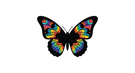 Colorful Butterfly With Stained Glass Wings Black Silhouette © MdShifulIslam
