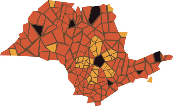 Tradicional piso de caquinho formando o mapa de S&atilde;o Paulo