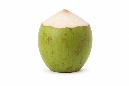 Isolated young green coconut on clean white studio background