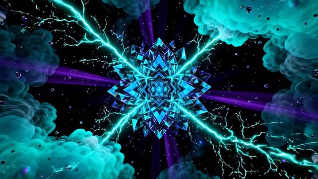Abstract glowing crystal and lightning