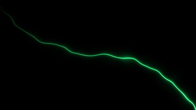 Neon green electric wave pulse abstract motion background, on black