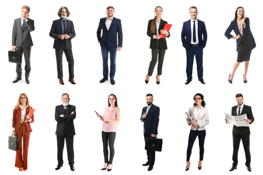 Diverse business professionals group portrait corporate teamwork and collaboration successful entrepreneurship isolated on white background