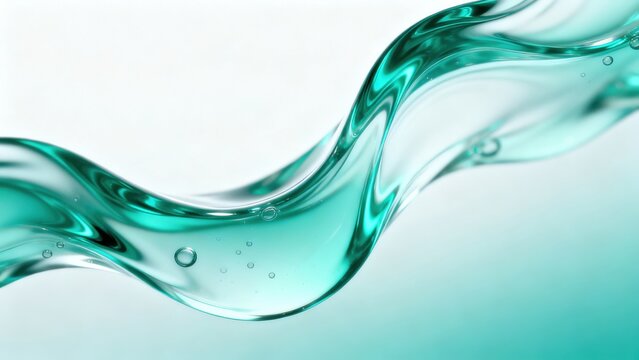 Flowing teal liquid with bubbles