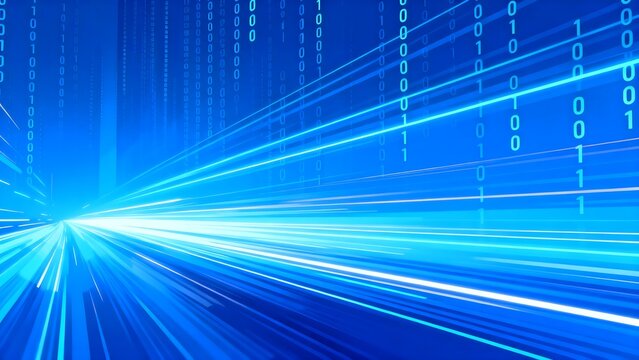 Abstract digital binary code and light beams