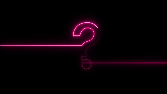 Question sign animation with glowing neon light. neon light glowing question mark on black background, with 4k video animation.