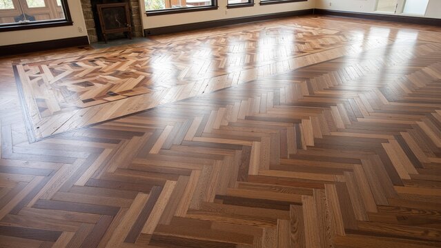 Seamless Chevron Wood Parquet Floor