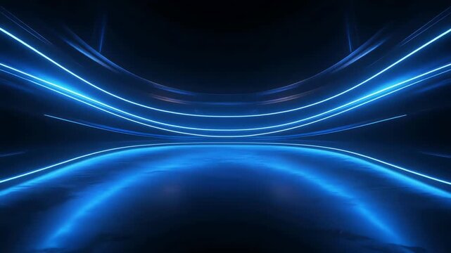 Neon blue light streaks create motion in this digital video clip
