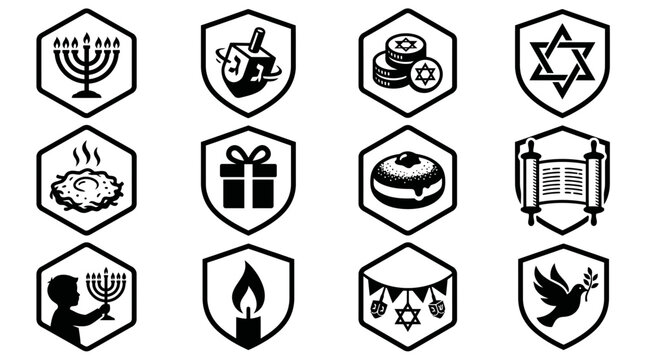 Collection of Flat Design Religious Holiday Symbols and Icons on Transparent Background
