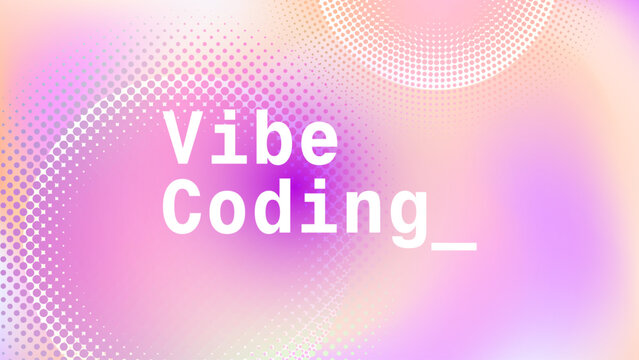 Holographic Vibe Coding Concept with Playful Purple Gradient Elements. Trendy Digital Technology Background Vector Illustration