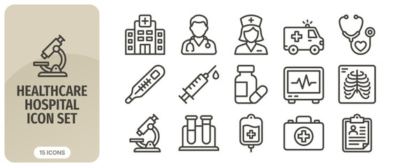 Healthcare and hospital icon set, medical line icons collection, vector illustration © Abir Creative Studio