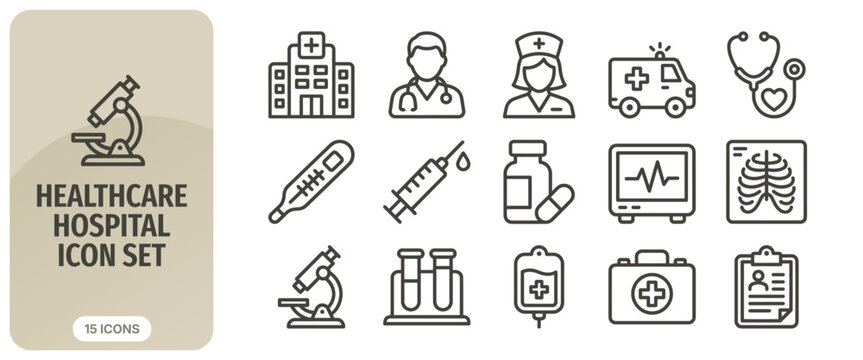 Healthcare and hospital icon set, medical line icons collection, vector illustration