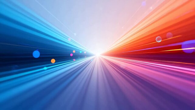 Colorful light rays converging