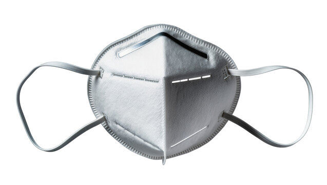 Isolated white N95 KN95 face mask for respiratory virus and pollution protection