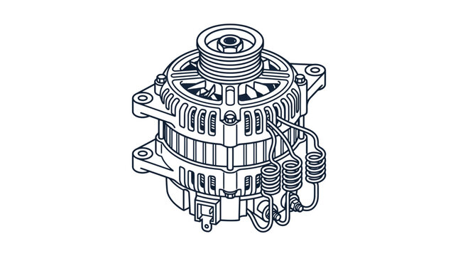 Automotive alternator generator electrical system component illustration.