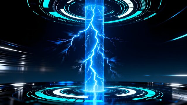 Futuristic energy beam with circular platforms