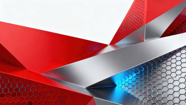 Abstract geometric shapes with red and silver