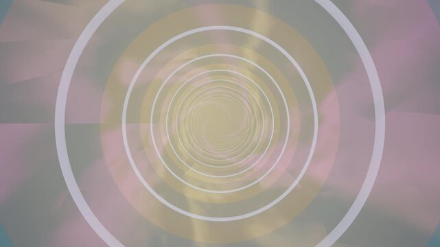 Swirling patterns create a colorful tunnel effect in motion