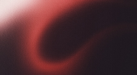 Abstract Red Gradient Background 3D Render with Glowing Curved Light Flow, Grainy Noise Texture and Dark Depth Effect