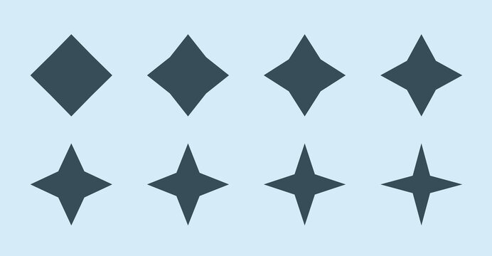 four pointed stars square star vector graphic element set of geometric compass star shapes