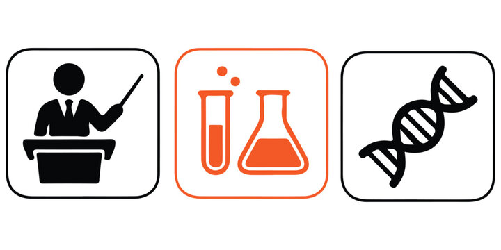Teacher in education icon set