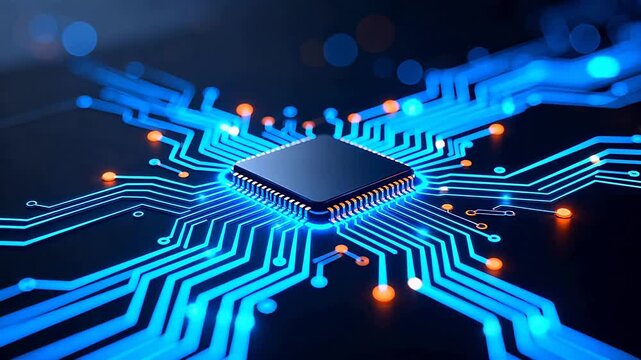 Microchip with glowing circuitry